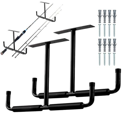 Étagère de plafond de garage - Crochet de garage Overhead | Crochet de garage haute performance | Porte-vélos de plafond Support de rangement en forme de T | Crochets d'échelle solides en acier, 2