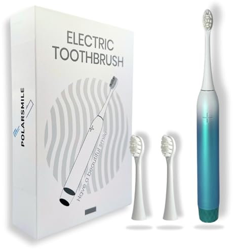 Polarsmile® Schallzahnbürste Pro | TÜV-geprüft Elektrische Zahnbürste | 40000 VPM, 4 Modi | 5 Minuten Timer | IPX8 | 60 Tage Power Akku | Drucksensor | 2 clevere Bürstenköpfe | (Ocean Blue)