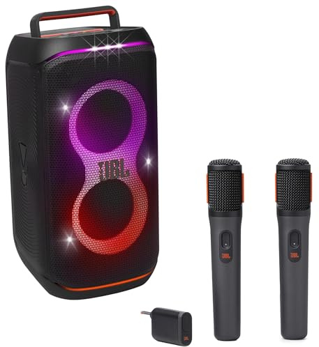 JBL PartyBox Club 120, potente altoparlante portatile Bluetooth per feste, con luce dinamica, nero con due microfoni digitali wireless JBLPBWIRELESSMICAM, progettato per l'uso con gli altoparlanti