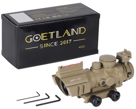 Goetland Gewehr Zielfernrohr 4x32 Airsoft Red Dot Visier Sight mit Montage Ringe BDC SFP für Taktische Jagd Armbrust Luftgewehr Sportschützen