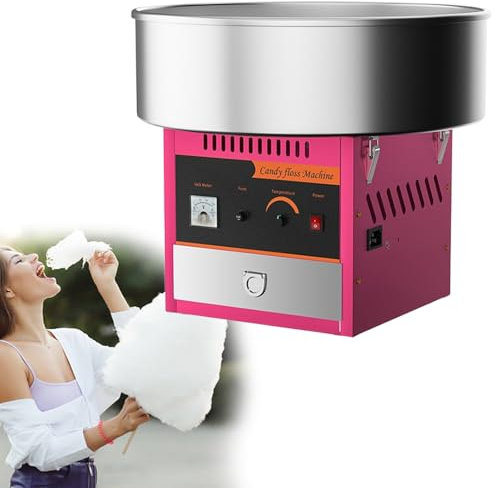 GESAIDES Machine à Barbe à Papa électrique, Machine à Barbe à Papa Commerciale, avec Bol en Acier Inoxydable, Cuillère à Sucre et Tiroir, Parfaite pour la Maison, Le Carnaval, l'anniversaire, la Fête