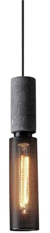 AWEITG Lámpara colgante de cemento, lámpara colgante de isla de cocina, pantalla de lámpara colgante de metal de malla negra, luces de techo colgantes de hormigón, lámparas de suspensión E27(C)