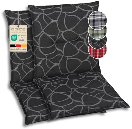 GO-DE Textil Bequeme und attraktive Polsterauflagen für Niederlehner-Gartenstühle (2er-Set, Art anthrazit, Niederlehner)