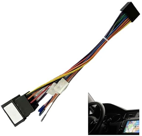 Adattatore per ISO Autoradio, 16 pin Adattatore Autoradio, Connettore per ISO Autoradio, per Presa Standard per Autoradio Android con Linee di Controllo del Volante e Inverso