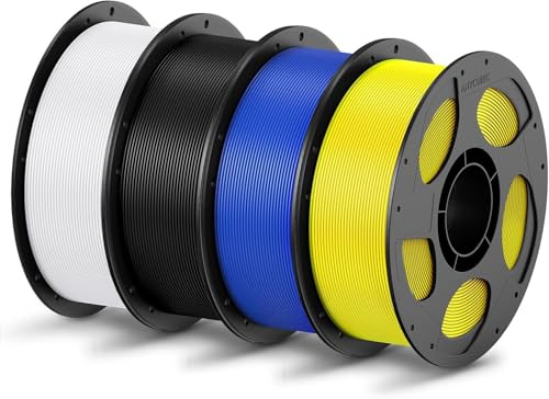 ANYCUBIC Refill PLA und Spool Kit 4KG, Für die meisten 3D Drucker | Neatly Wound Filament, Maßgenauigkeit +/- 0,02 mm, Intelligente Identifikation 3D Drucker Filament, Schwarz Weiß Blau Gelb