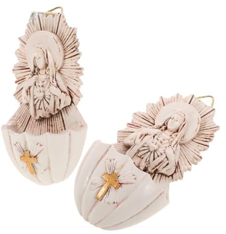 HOLIDYOYO 2 Stück Dekoration für Weihwasserbecken Weihwasserschriften für katholisch Religiöse Wanddekoration Kirchliche Wanddekoration Weihwasserbecken an der Wand Weihwasser-Schriftdekor