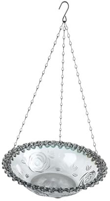 Fenteer Hanging Vogelbad Outdoor Vogelfutter dekorative Wasserschale große Kapazität Vogelbad Vogelhäuschen für Außenterrassendekoration, Grau