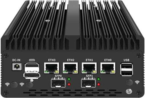 Dozlzyp 4 Port i226 2.5G Firewall Micro Appliance, Firewall Mini PC Pentium Gold 8505, 2 * 10G SFP, HDMI, DP, 4xUSB, Type-C USB2.0, AES-NI VPN Router Support pfsense Openwrt, WiFi Slot, Barebone