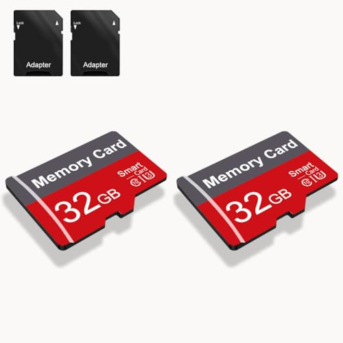 2 Pack Memory Card 32GB with Adapter, High Speed TF Card, UHS-I C10 A1 Memory TF Card for Tablet/Mobile Phone/Camera/Car Audio/Game Console (32, GB)