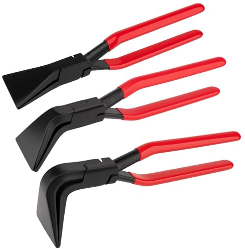 Jiimee 3pcs Hand Seamers Sheet Metal Tools, Bending Pliers Set with Straight, 45 and 90 Degree Heads, 60mm Jaw Width Bender Pliers Set for Bending and Flattening Sheet Metal