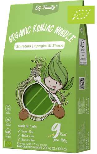 Elf-Family 270g x60er Box(120 pack) Bio Konjak Nudeln Ultra Low Carb Shirataki Nudeln Vegan Glutenfrei-Instant Nudeln Keto/Kalorienarme/Fettfrei/Zuckerfrei -Spaghetti
