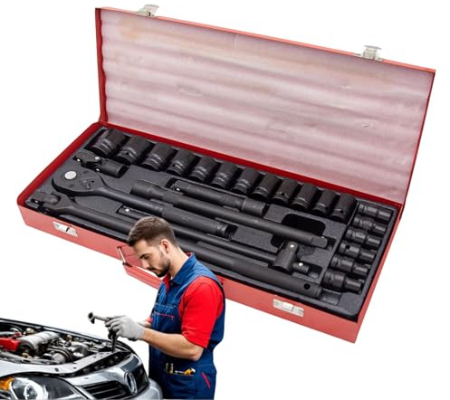 Yulokdwi Juego de Herramientas para Coche - Kit De Herramientas Automotriz De 24 Piezas - Llave Portátil Resistente para Camión Moto Camping Emergencia Carretera