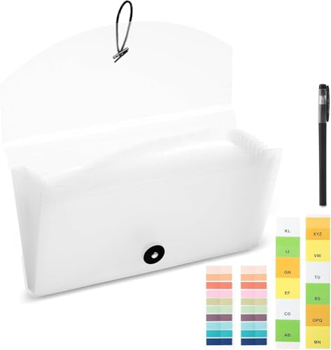 Quittung Coupon Organizer, Fächermappe mit 13 Kleine Taschen Erweiterbare Ordner Dokumentenmappe für Aufbewahrung von Empfang Karten Quittungen Rechnungen Schecks Ordnungsmappe transparent 26 X 15cm