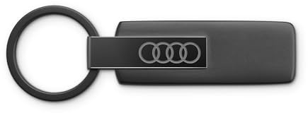 Audi 3182501810 Schlüsselanhänger Edelstahl Schlüsselring Keyring, mit Audi Ringe Emblem, schwarz