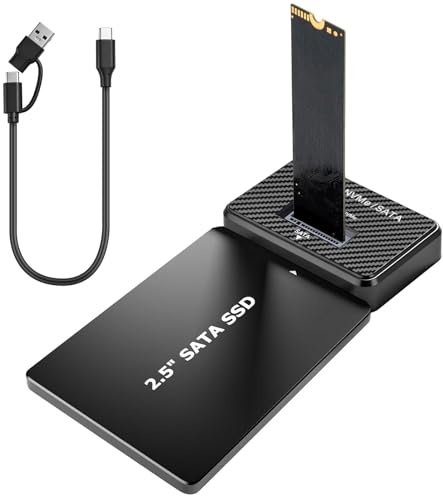 M.2 NVMe und SATA Festplatten Docking Station unterstützt 2,5-Zoll HDD/SSD, 10Gbps NVMe USB Adapter für M-Key B+M Key, USB 3.2 Gen2 Duales Protokoll M2 SSD Gehäuse für 2230 2242 2260 2280 SSD