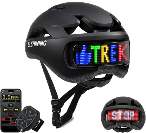 Casque de Vélo Connecté & Sécuritaire pour Hommes Femmes-Casque Intelligent avec Écran LED Personnalisable, Feux Arrière de Freinage, Clignotants et Alerte Lumineuse pour VTT, Route, E-Bike et Scooter