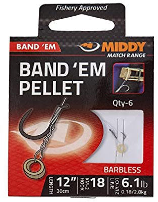 Middy Pellet Band 'em Hooks to Nylon 18 to 0.18