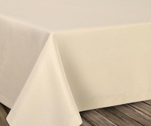 BEAUTEX fleckenabweisende und bügelfreie Tischdecke - Tischtuch mit Lotuseffekt - Tischwäsche in Leinenoptik, Rund 220 cm, Creme