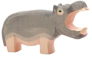 OSTHEIMER 2123 Nilpferd Maul Offen aus Holz Länge 17cm Spielfigur Tiere aus Aller Welt