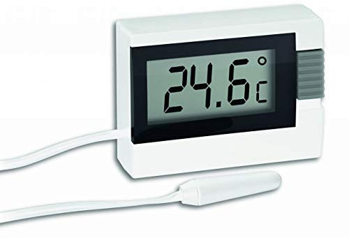 TFA Dostmann Digitales Thermometer, 30.2018.02, inkl wasserdichter Kabelfühler, klein, weiß