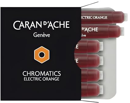 Caran d'Ache CD8021.052 Ink Cartridges - Electric Orange (Pack of 6)