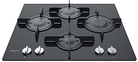Hotpoint FTGHG 641 D/HA(BK) Piano Cottura Direct Flame, Metallo, Nero