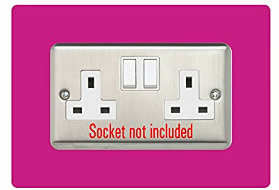 Double Socket Surround, Square Acrylic Back Panel Finger Plate, Decorative Frame for Neat and Tidy Finish, Font Colour:Pink