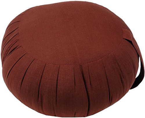 GURU SHOP Rundes Einfarbiges Meditationskissen, Yoga Kissen, Yogakissen, Sitzkissen, Bodenkissen, Dekokissen - Braun, 20x35x35 cm