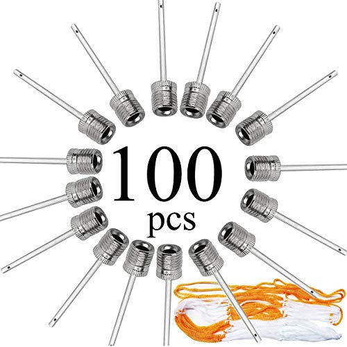 Fiyuer 100 Stück Ballpumpe Nadeln, Nadel zum Aufpumpen von Bällen Edelstahl Ballnadel Nadel Ballpumpe Handball, für Ballpumpe Fußball Ball Basketball Volleyball