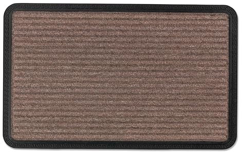Carpido Fußmatte Außen & Innen - 50x80 cm - Braun Linien - Sauberlauf Türmatte rutschfest - Schmutzfangmatte sehr strapazierfähig - Fussmatte aussen Stufen