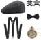 Wagoog 1920s Gatsby Accessoires, 20er Jahre Mafia Kostüm Set Mit Panama Gangster Hut, Verstellbar Elastisch Hosenträger, Halsschleife Fliege Und Vintage Taschenuhr Für Herren