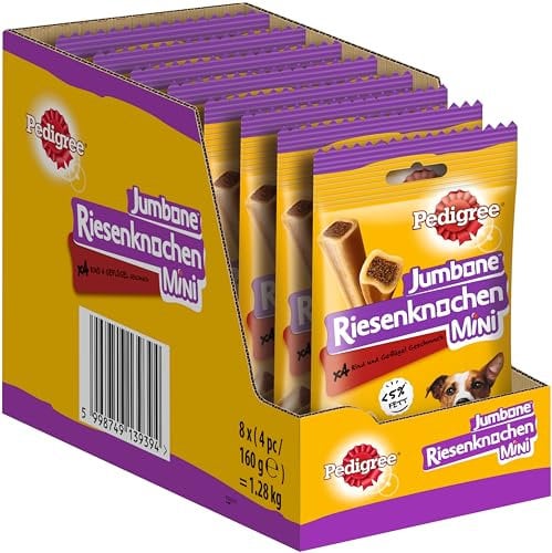 Pedigree Jumbone Riesenknochen Mini Rind & Geflügel Geschmack Hundesnack 8 x 4 Stück