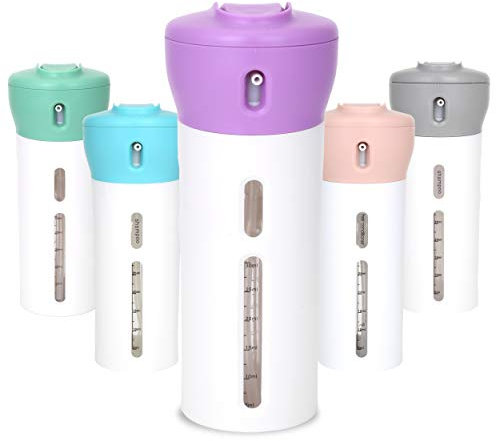 Travigo 4-in-1-Reise-Flaschenspender, inklusive vier leeren, wiederverwendbaren 40 ml, Kosmetik-Behälter für Desinfektionsmittel, Seife, Lotionen, Hautpflege, Make-up-Produkte (lila)