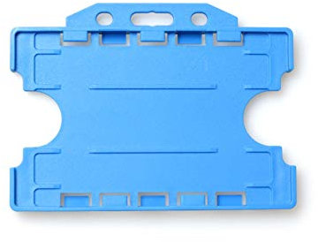 ALG ID Cards® Porte-badge double face rigide pour carte d'identité Bleu clair Double face pour tour de cou (paysage/horizontal) – Fabriqué en Grande-Bretagne à partir de plastique recyclé