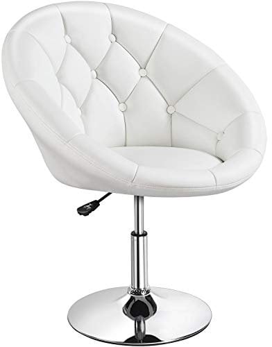 Yaheetech Swivel Vanity Chair Dressing Table Chair Comfy Vanity Stool for Bedroom Salon Make up Room, White