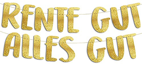 Glitzerbanner Rente Gut Alles Gut, Partyzubehör zum Ruhestand, Wanddeko zur Rente