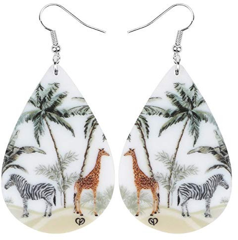 DUOWEI Acryl Hirsch Weihnachten Rentier Ohrringe Süß Tiere Lang Schmuck Geschenke für Frauen Teens Mädchen (Grün)