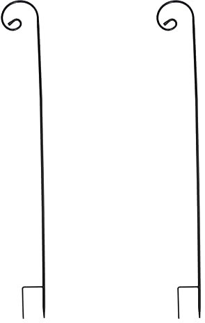 Happyyami 2pcs Shepherds Crook Hooks Metal Border Hook for Garden Lights Lanterns Plant Baskets Black