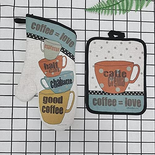 Topflappen Weiße Blaue Tasse Ofenhandschuhe rutschfest Haltbar-Geeignet Zum Kochhandschuhe Backhandschuhe Waschbare Topfhandschuhe, Küchenzubehör Ofenhandschuhe Hitzebestaendig 17x27cm