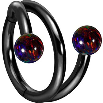 PIERCINGLINE Titan Segmentring Clicker mit Innengewinde 3 RING OPTIK + 2 SYNTHETISCHE OPALE Ohrpiercing Ohr Helix Farb & Größenauswahl