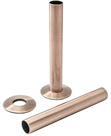 WarmeHaus 2 x Radiator Pipes and Pipe Collars 15 x 180mm Antique Copper