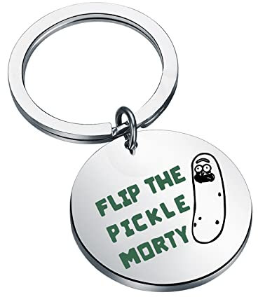 KEYCHIN Lustiger Pickle-Schlüsselanhänger, Film-Fans, Geschenk, Flip The Pickle, Schmuck für Freunde und Familie, Pickle Morty K-s, groß