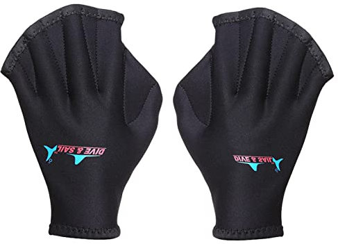 2 Pcs Schwimmhandschuhe - Paddel Handschuhe mit Schwimmflossen | Neopren Thermal Wasser Handschuhe Schwimmhandschuhe Fitness Training Schwimmhandschuhe zum Tauchen, schwarz. Abbto