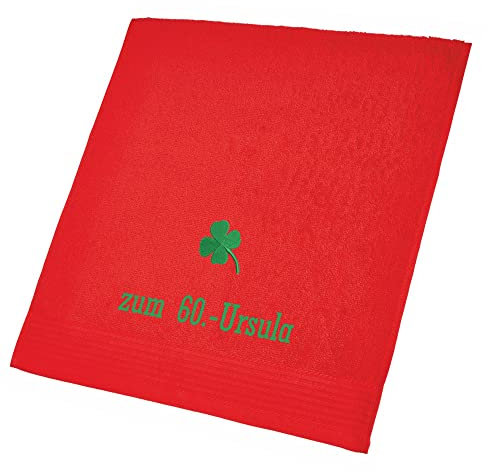 Wolimbo Saunahandtuch Bestickt mit Namen und Motiv - 100x210 cm - rot - weiches Duschtuch personalisiert - Strandtuch - Geschenk
