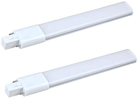 Compact G23 LED PL Lamp, 2-Pin Tube Shape Light Bulb, Cool White 6000K, Energy-Saving AC 85-265V, 2PCS