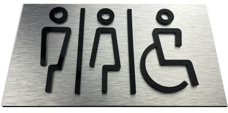 ALÚMADESIGNCO Cartellonistica Per Bagni - Uomini E Donne, Disabili Toilette WC Adesivi Per Porte - Cartello Bagno - Simbolo Bagni -Insegna Toilet - 120 x 220 mm