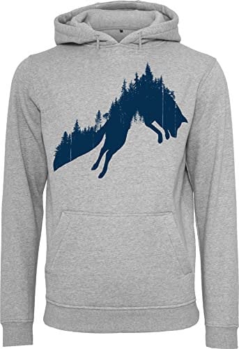 Baddery Jäger Pullover Herren - Waldfuchs - Jagd Geschenk Männer - Kleidung Zubehör (Heather Grey L)