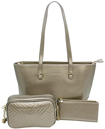 JENNIFER JONES 3-teiliges Set - großer Shopper, kleine Umhängetasche, Geldbörse mit Smartphone-Fach - Taschenset für Damen - Geschenkset