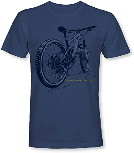 Fahrrad T-Shirt Herren : Real Rear Engine - Sport Tshirts Herren - Mountainbike Rennrad Shirt (S)