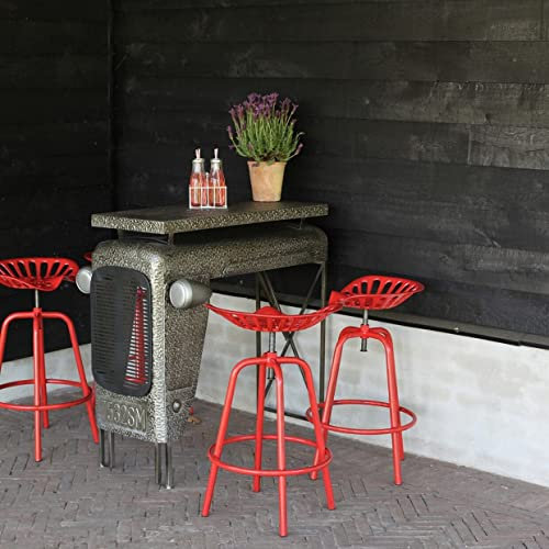 Retro Traktorstuhl in rot, höhenverstellbarer Barhocker Oldtimerlook, 70 cm